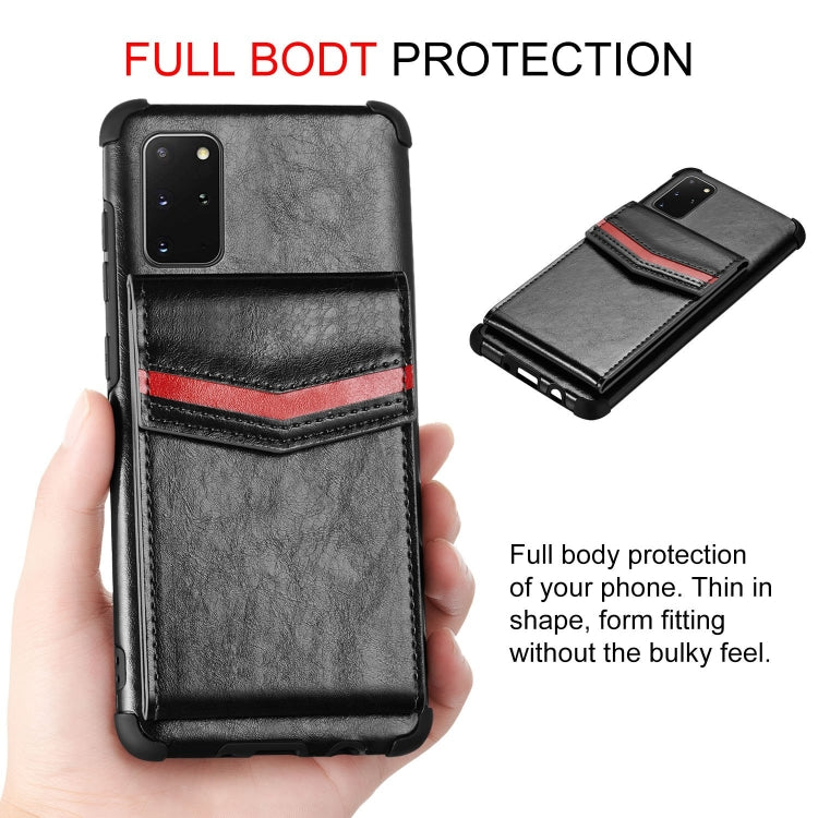 For Samsung Galaxy S20 Plus Flip Card Bag Copper Buckle TPU + PU Leather Back Cover Shockproof Case with Card Slots & Photo Frame