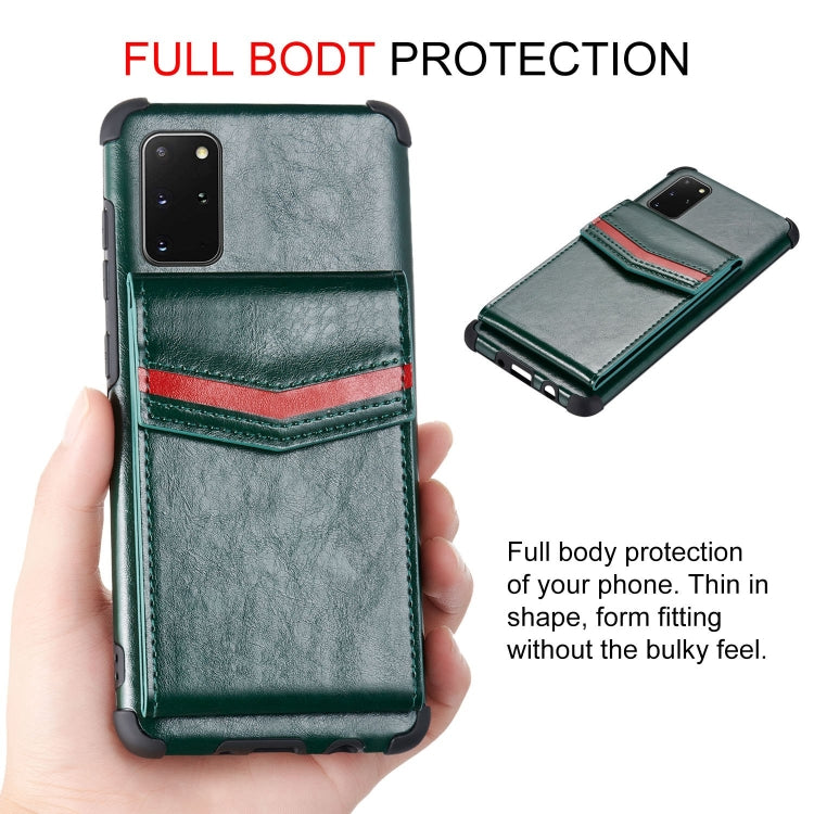 For Samsung Galaxy S20 Plus Flip Card Bag Copper Buckle TPU + PU Leather Back Cover Shockproof Case with Card Slots & Photo Frame
