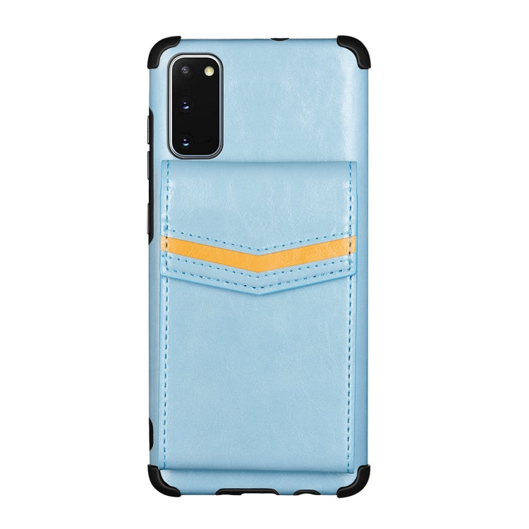 For Samsung Galaxy S20 Flip Card Bag Copper Buckle TPU + PU Leather Back Cover Shockproof Case with Card Slots & Photo Frame