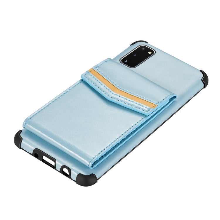 For Samsung Galaxy S20 Flip Card Bag Copper Buckle TPU + PU Leather Back Cover Shockproof Case with Card Slots & Photo Frame