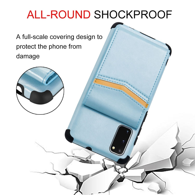 For Samsung Galaxy S20 Flip Card Bag Copper Buckle TPU + PU Leather Back Cover Shockproof Case with Card Slots & Photo Frame