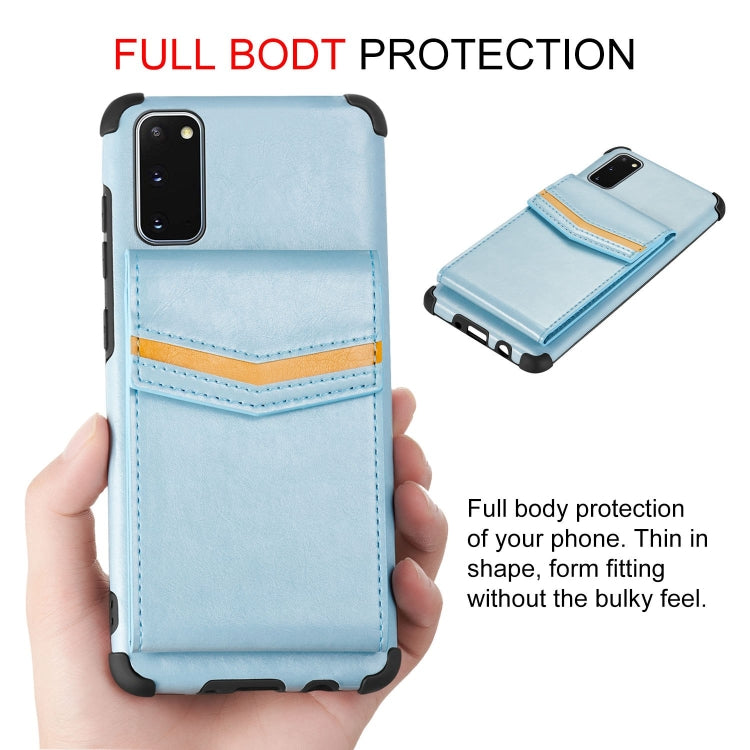 For Samsung Galaxy S20 Flip Card Bag Copper Buckle TPU + PU Leather Back Cover Shockproof Case with Card Slots & Photo Frame