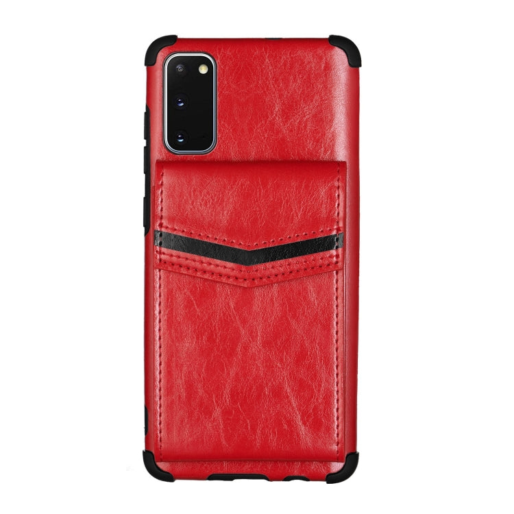 For Samsung Galaxy S20 Flip Card Bag Copper Buckle TPU + PU Leather Back Cover Shockproof Case with Card Slots & Photo Frame
