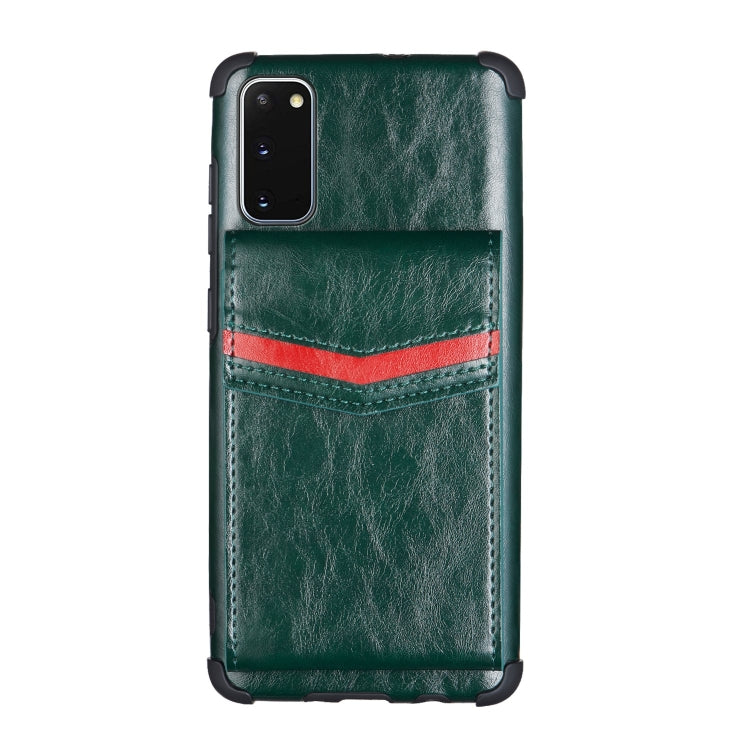 For Samsung Galaxy S20 Flip Card Bag Copper Buckle TPU + PU Leather Back Cover Shockproof Case with Card Slots & Photo Frame