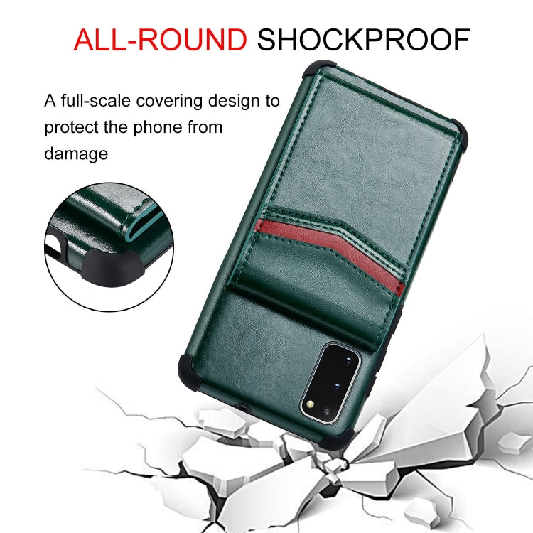For Samsung Galaxy S20 Flip Card Bag Copper Buckle TPU + PU Leather Back Cover Shockproof Case with Card Slots & Photo Frame