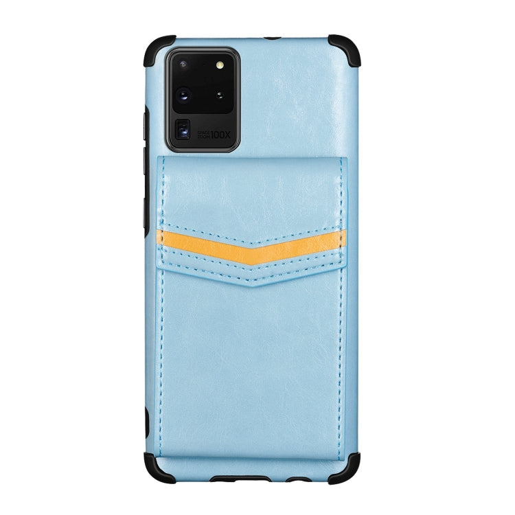 For Samsung Galaxy S20 Ultra Flip Card Bag Copper Buckle TPU + PU Leather Back Cover Shockproof Case with Card Slots & Photo Frame