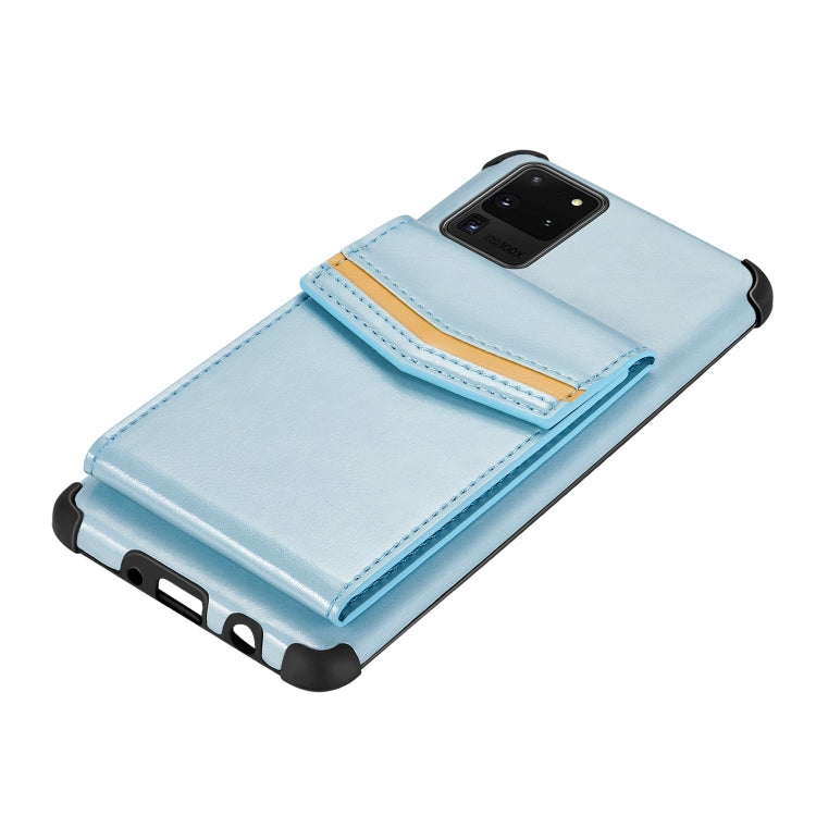 For Samsung Galaxy S20 Ultra Flip Card Bag Copper Buckle TPU + PU Leather Back Cover Shockproof Case with Card Slots & Photo Frame