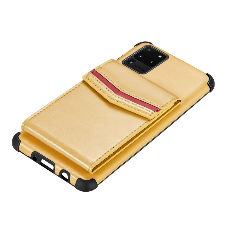 For Samsung Galaxy S20 Ultra Flip Card Bag Copper Buckle TPU + PU Leather Back Cover Shockproof Case with Card Slots & Photo Frame