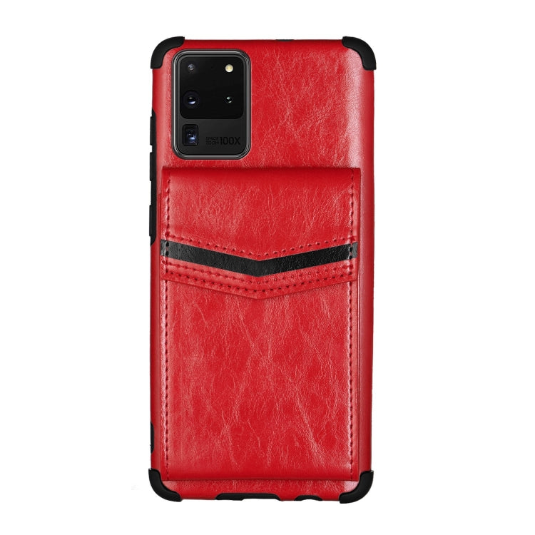 For Samsung Galaxy S20 Ultra Flip Card Bag Copper Buckle TPU + PU Leather Back Cover Shockproof Case with Card Slots & Photo Frame