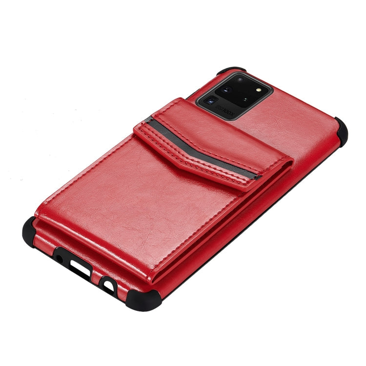 For Samsung Galaxy S20 Ultra Flip Card Bag Copper Buckle TPU + PU Leather Back Cover Shockproof Case with Card Slots & Photo Frame
