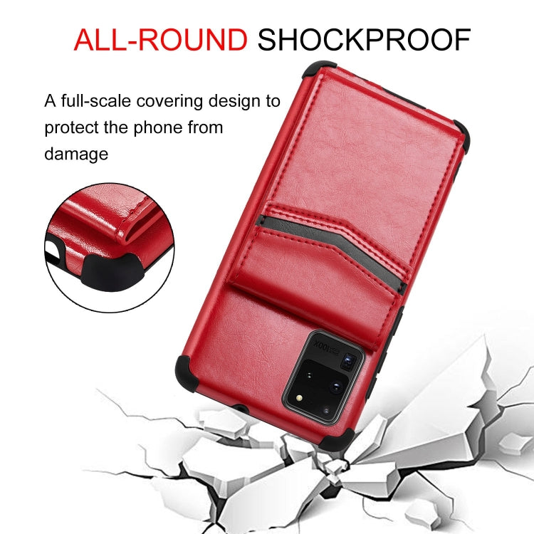For Samsung Galaxy S20 Ultra Flip Card Bag Copper Buckle TPU + PU Leather Back Cover Shockproof Case with Card Slots & Photo Frame