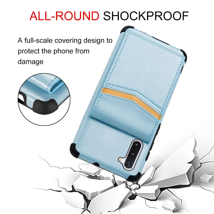For Samsung Galaxy Note 10 Flip Card Bag Copper Buckle TPU + PU Leather Back Cover Shockproof Case with Card Slots & Photo Frame