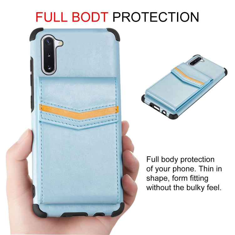 For Samsung Galaxy Note 10 Flip Card Bag Copper Buckle TPU + PU Leather Back Cover Shockproof Case with Card Slots & Photo Frame