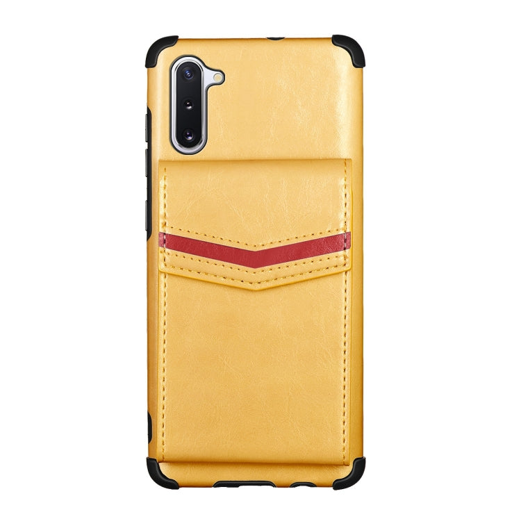 For Samsung Galaxy Note 10 Flip Card Bag Copper Buckle TPU + PU Leather Back Cover Shockproof Case with Card Slots & Photo Frame