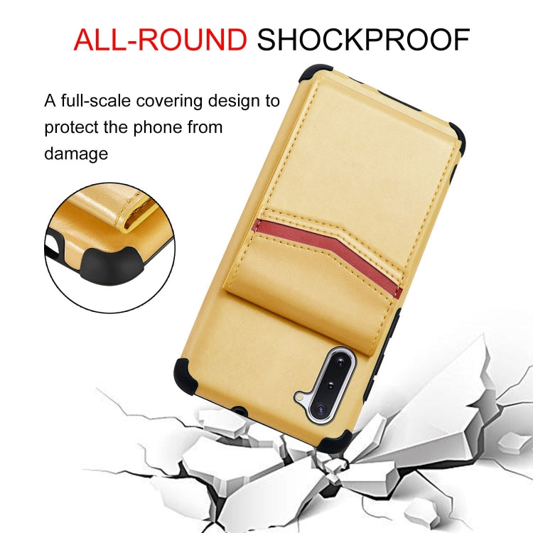 For Samsung Galaxy Note 10 Flip Card Bag Copper Buckle TPU + PU Leather Back Cover Shockproof Case with Card Slots & Photo Frame