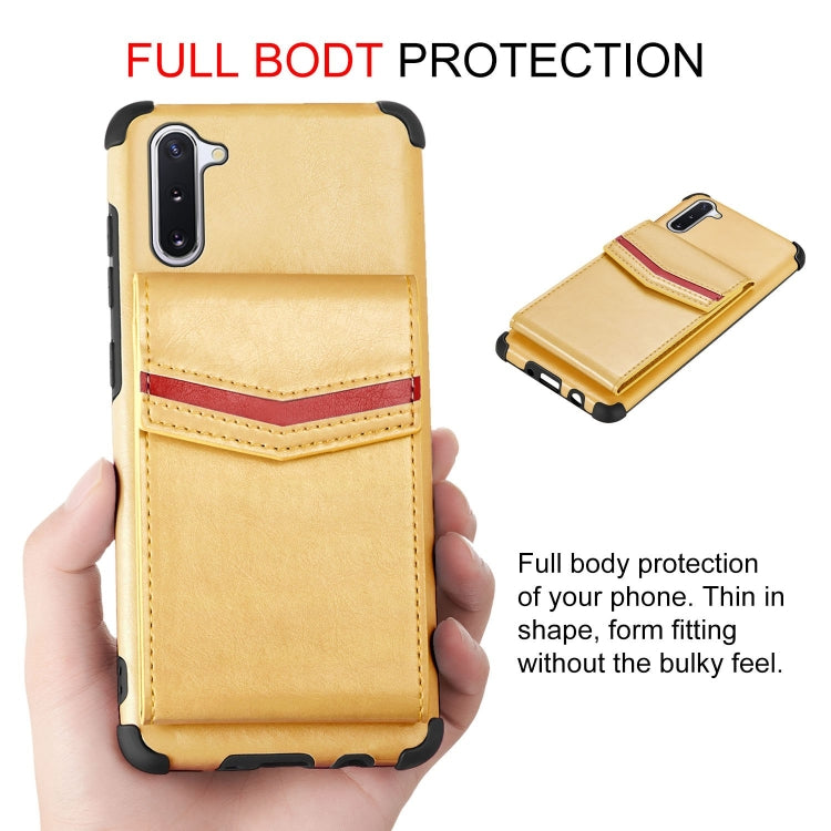 For Samsung Galaxy Note 10 Flip Card Bag Copper Buckle TPU + PU Leather Back Cover Shockproof Case with Card Slots & Photo Frame