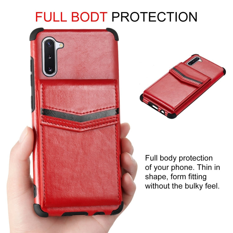 For Samsung Galaxy Note 10 Flip Card Bag Copper Buckle TPU + PU Leather Back Cover Shockproof Case with Card Slots & Photo Frame