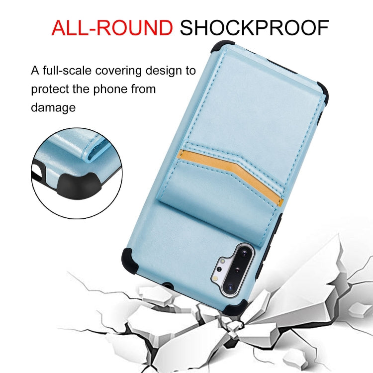 For Samsung Galaxy Note 10 Plus Flip Card Bag Copper Buckle TPU + PU Leather Back Cover Shockproof Case with Card Slots & Photo Frame
