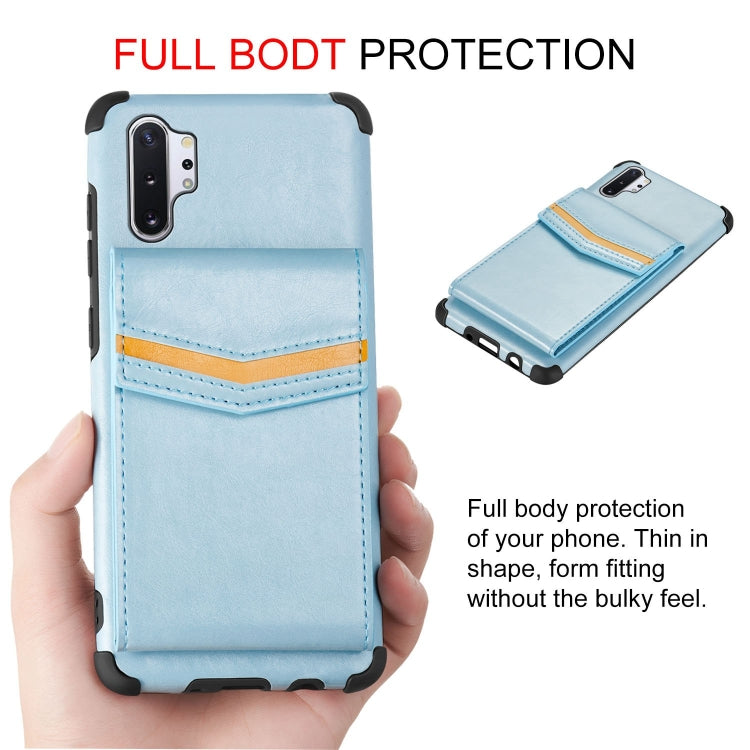 For Samsung Galaxy Note 10 Plus Flip Card Bag Copper Buckle TPU + PU Leather Back Cover Shockproof Case with Card Slots & Photo Frame