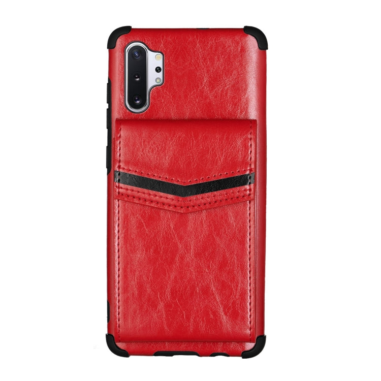 For Samsung Galaxy Note 10 Plus Flip Card Bag Copper Buckle TPU + PU Leather Back Cover Shockproof Case with Card Slots & Photo Frame