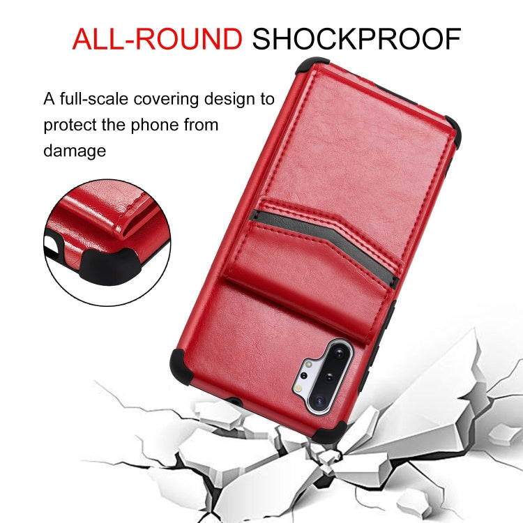 For Samsung Galaxy Note 10 Plus Flip Card Bag Copper Buckle TPU + PU Leather Back Cover Shockproof Case with Card Slots & Photo Frame