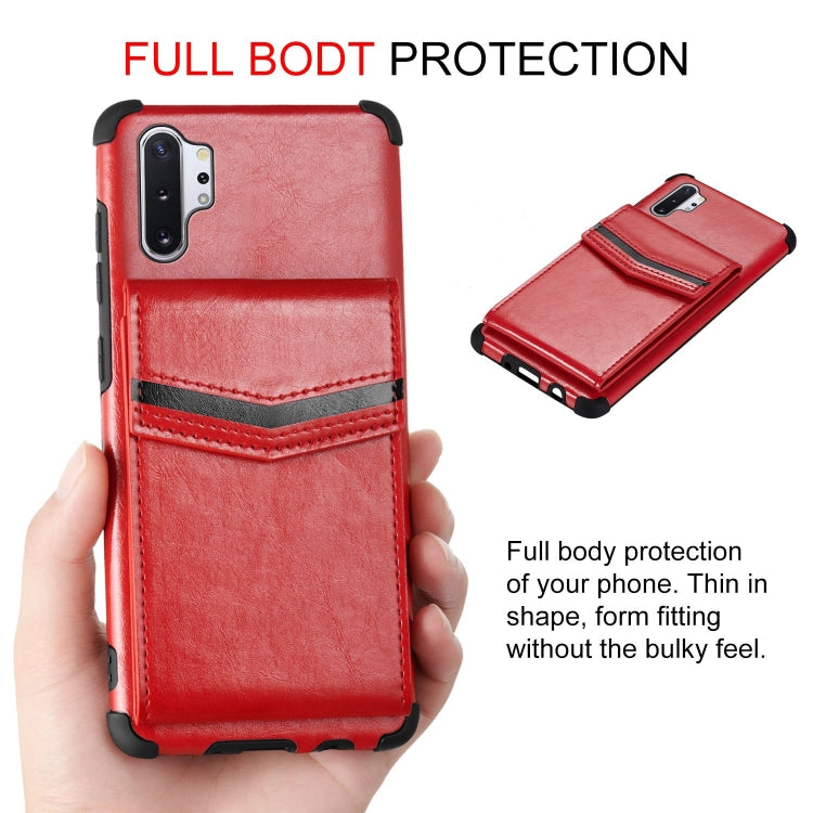 For Samsung Galaxy Note 10 Plus Flip Card Bag Copper Buckle TPU + PU Leather Back Cover Shockproof Case with Card Slots & Photo Frame