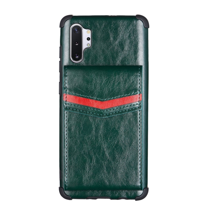 For Samsung Galaxy Note 10 Plus Flip Card Bag Copper Buckle TPU + PU Leather Back Cover Shockproof Case with Card Slots & Photo Frame