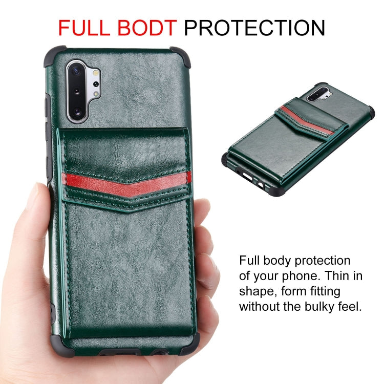For Samsung Galaxy Note 10 Plus Flip Card Bag Copper Buckle TPU + PU Leather Back Cover Shockproof Case with Card Slots & Photo Frame