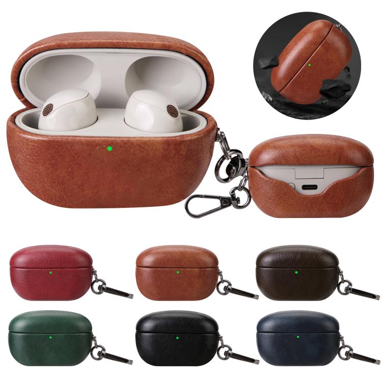 For Sony WF-1000XM5 Oily Leather Bluetooth Earphone Protective Case