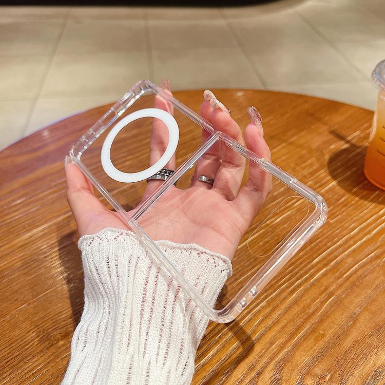 For Samsung Galaxy Z Flip7 5G Large Hole Camera MagSafe Magnetic Clear Acrylic TPU Case - Transparent