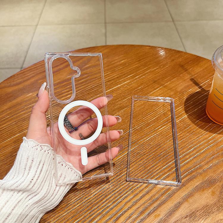 For Samsung Galaxy Z Fold7 5G Large Hole Camera MagSafe Magnetic Clear Acrylic TPU Case - Transparent