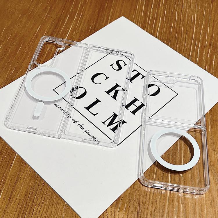 For Samsung Galaxy Z Fold6 5G Large Hole Camera MagSafe Magnetic Clear Acrylic TPU Case - Transparent