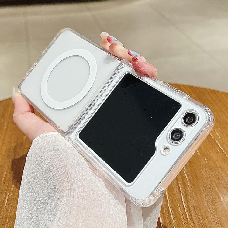 For Samsung Galaxy Z Flip7 FE / Flip6 Large Hole Camera MagSafe Magnetic Clear Acrylic TPU Case - Transparent