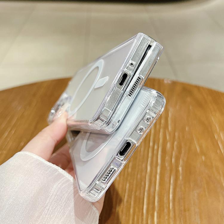 For Samsung Galaxy Z Flip7 FE / Flip6 Large Hole Camera MagSafe Magnetic Clear Acrylic TPU Case - Transparent