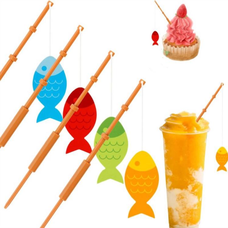 Fishing Rod Cake Insert Topper Cupcake Ornament Decoration - Four Colors Average Delivery