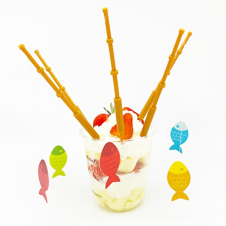 Fishing Rod Cake Insert Topper Cupcake Ornament Decoration - Four Colors Average Delivery