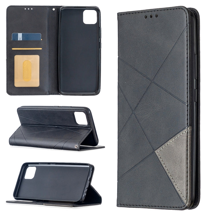 For OPPO Realme C11 Rhombus Texture Horizontal Flip Magnetic Leather Case with Holder & Card Slots