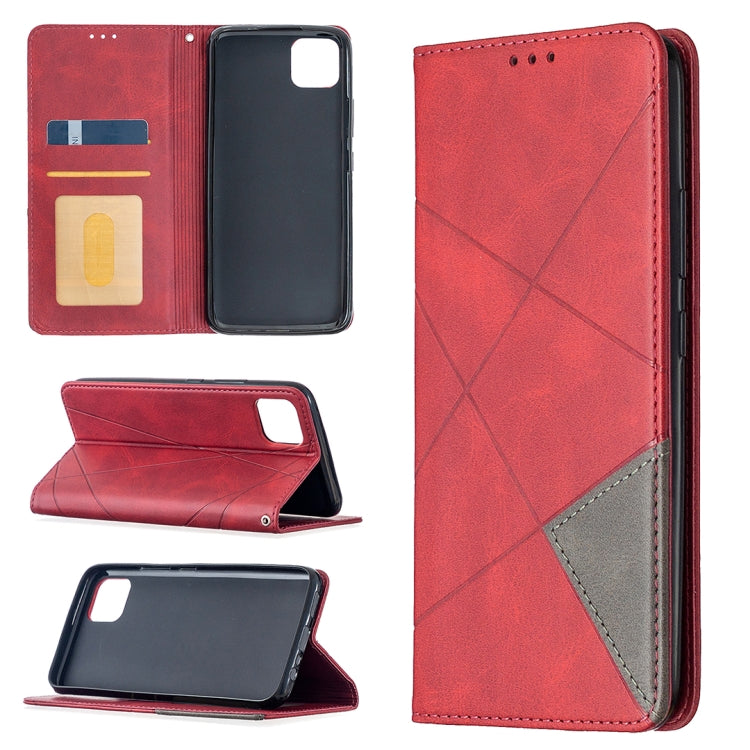 For OPPO Realme C11 Rhombus Texture Horizontal Flip Magnetic Leather Case with Holder & Card Slots
