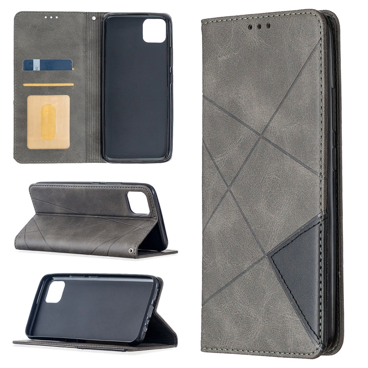 For OPPO Realme C11 Rhombus Texture Horizontal Flip Magnetic Leather Case with Holder & Card Slots