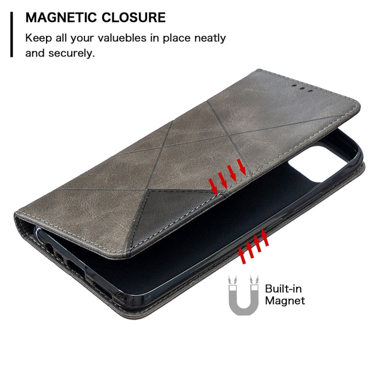 For OPPO Realme C11 Rhombus Texture Horizontal Flip Magnetic Leather Case with Holder & Card Slots