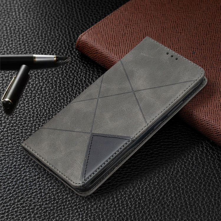 For OPPO Realme C11 Rhombus Texture Horizontal Flip Magnetic Leather Case with Holder & Card Slots