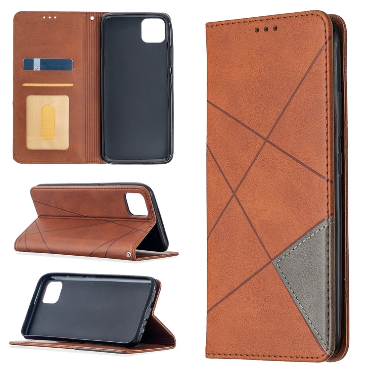 For OPPO Realme C11 Rhombus Texture Horizontal Flip Magnetic Leather Case with Holder & Card Slots