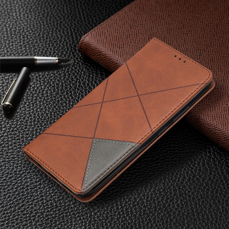 For OPPO Realme C11 Rhombus Texture Horizontal Flip Magnetic Leather Case with Holder & Card Slots