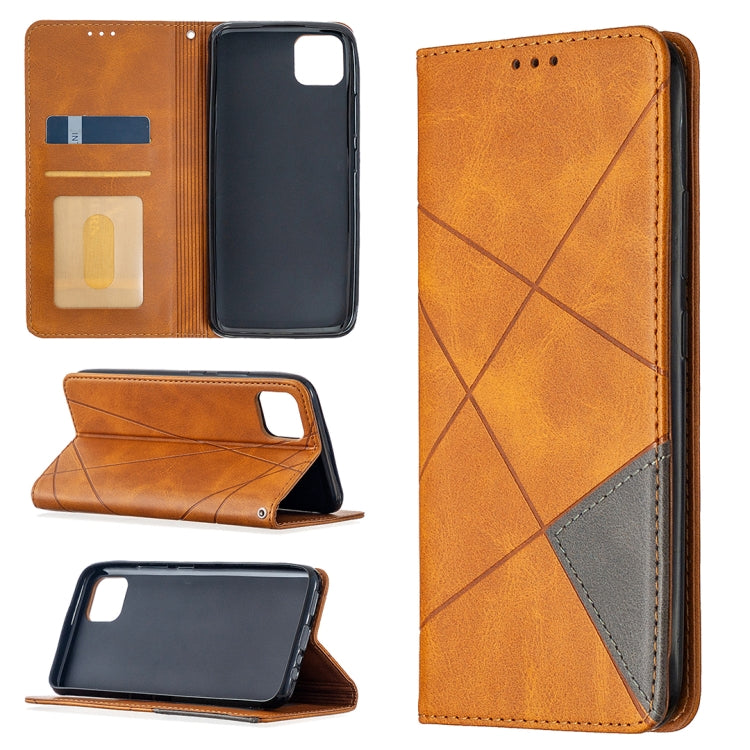 For OPPO Realme C11 Rhombus Texture Horizontal Flip Magnetic Leather Case with Holder & Card Slots