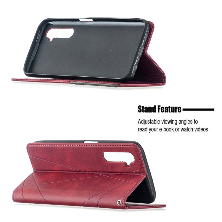 For OPPO Realme 6 Rhombus Texture Horizontal Flip Magnetic Leather Case with Holder & Card Slots