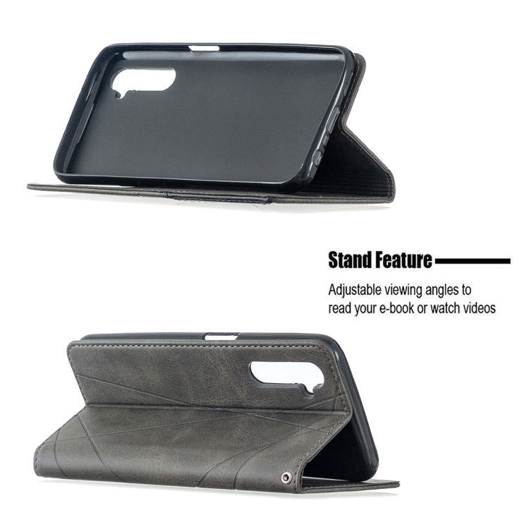 For OPPO Realme 6 Rhombus Texture Horizontal Flip Magnetic Leather Case with Holder & Card Slots