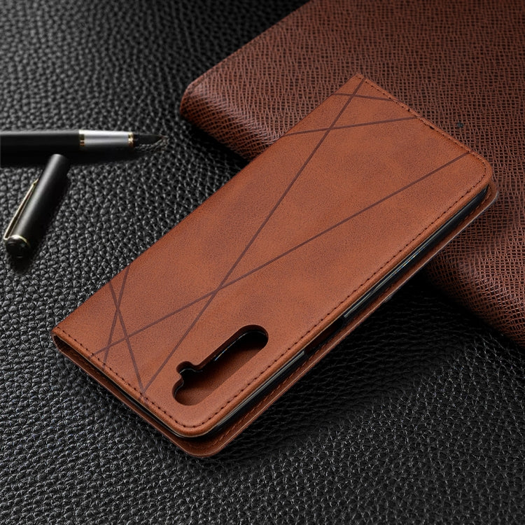 For OPPO Realme 6 Rhombus Texture Horizontal Flip Magnetic Leather Case with Holder & Card Slots