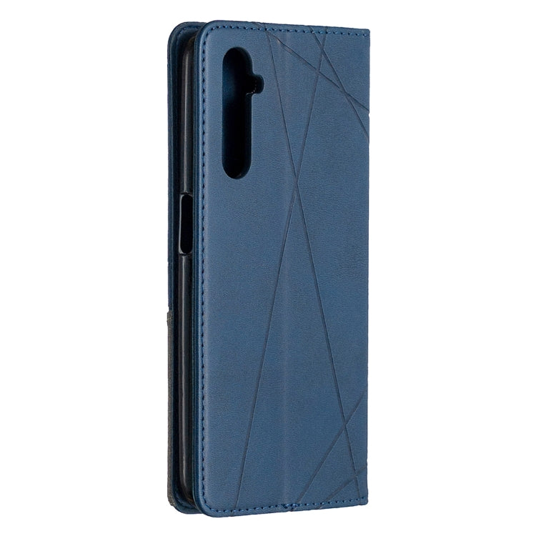 For OPPO Realme 6 Rhombus Texture Horizontal Flip Magnetic Leather Case with Holder & Card Slots