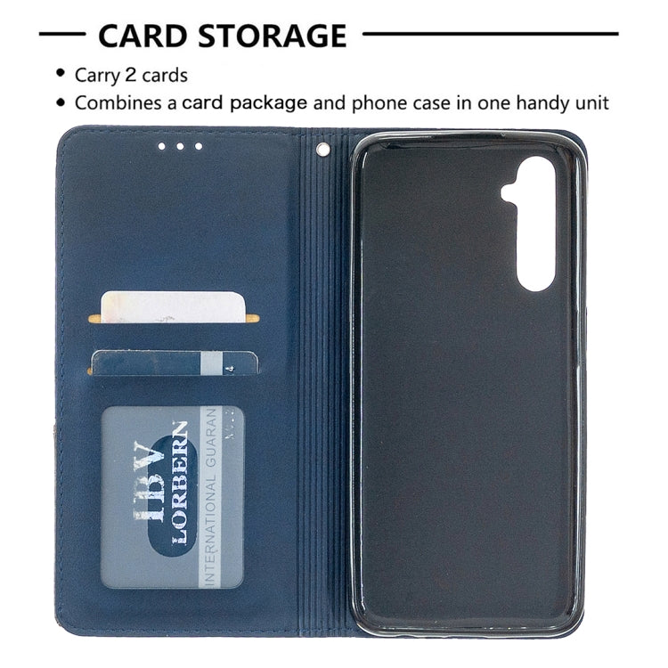 For OPPO Realme 6 Rhombus Texture Horizontal Flip Magnetic Leather Case with Holder & Card Slots