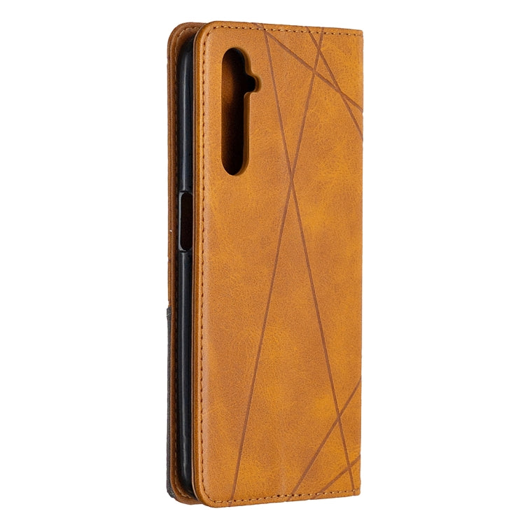 For OPPO Realme 6 Rhombus Texture Horizontal Flip Magnetic Leather Case with Holder & Card Slots